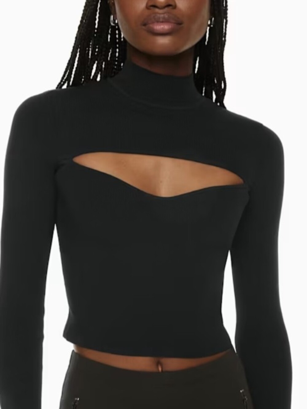 NWT Aritzia Babaton Abbott Sculpt Knit Cutout Top Size Large Y2K Mockneck Chic